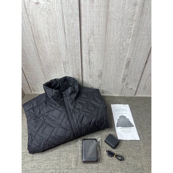 Hammacher Schlemmer Heated Lightweight Quilted Vest Womens XL Black w/ Battery - Picture 3 of 11
